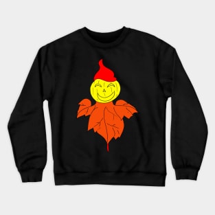 Halloween Scarecrow With Pumpkin Head and Autumn Leave Crewneck Sweatshirt